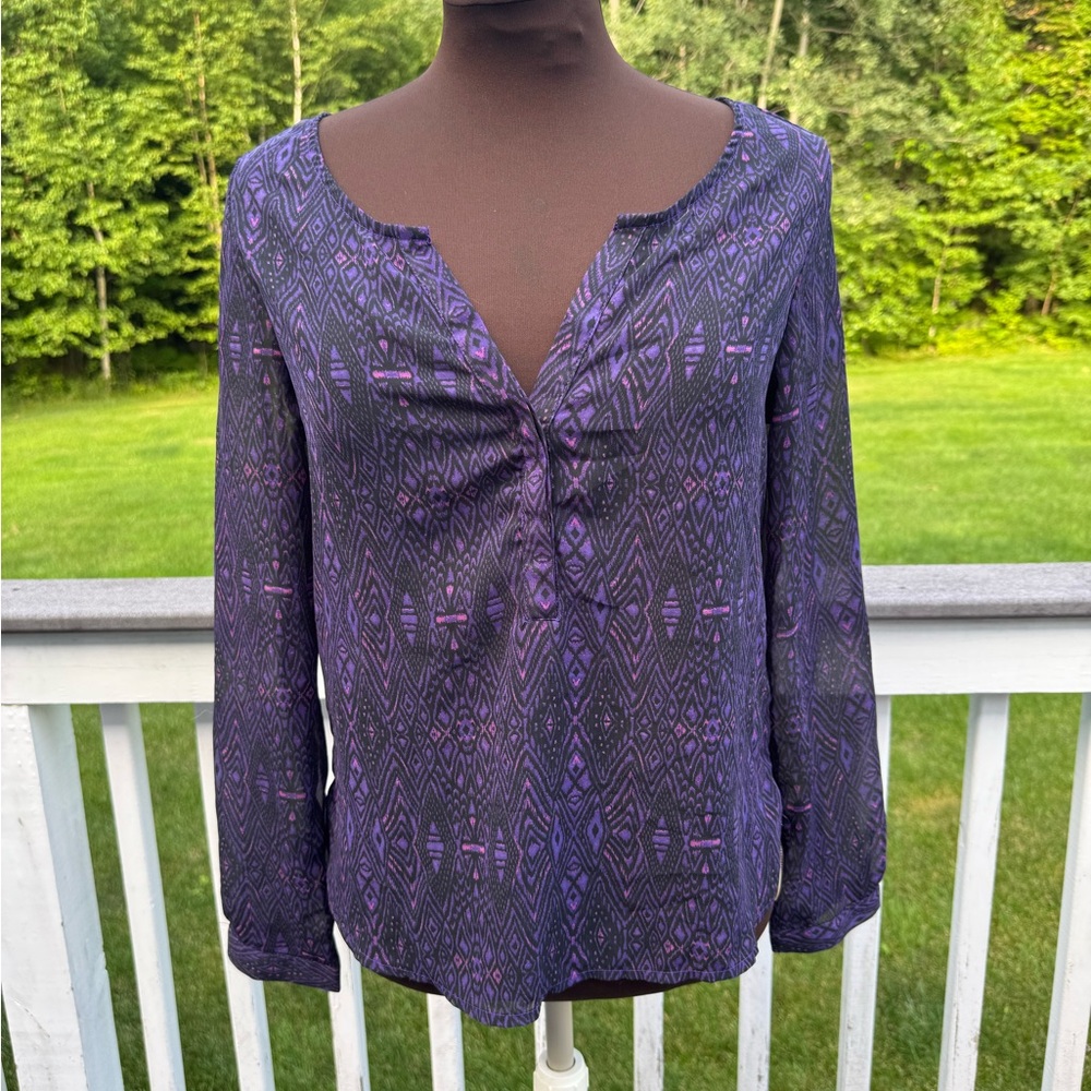 American Eagle Outfitters Blue Relaxed Buttoned Blouse